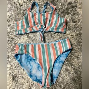 SHEIN kids NWOT swimwear two piece- reversible size 140